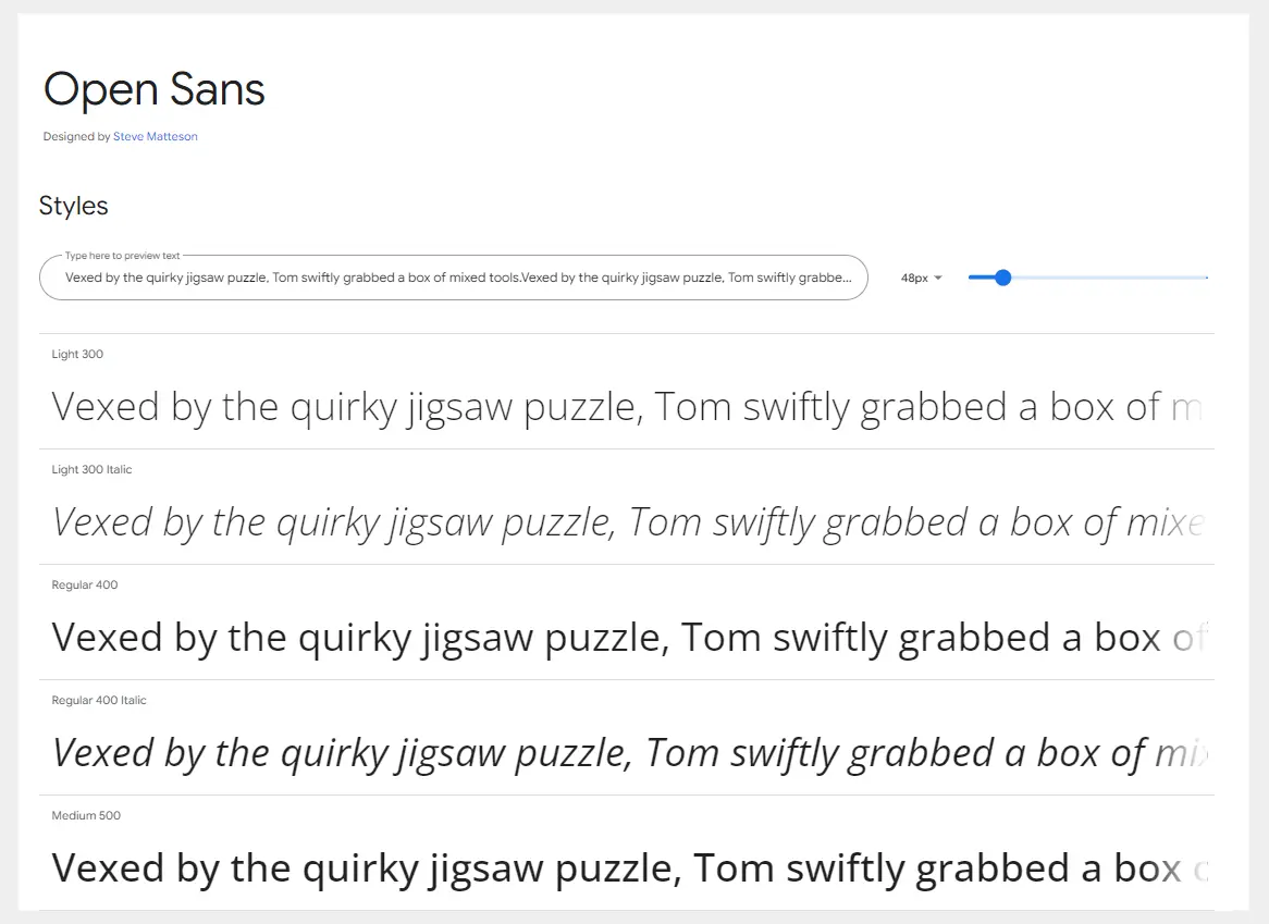 Open Sans Font Family