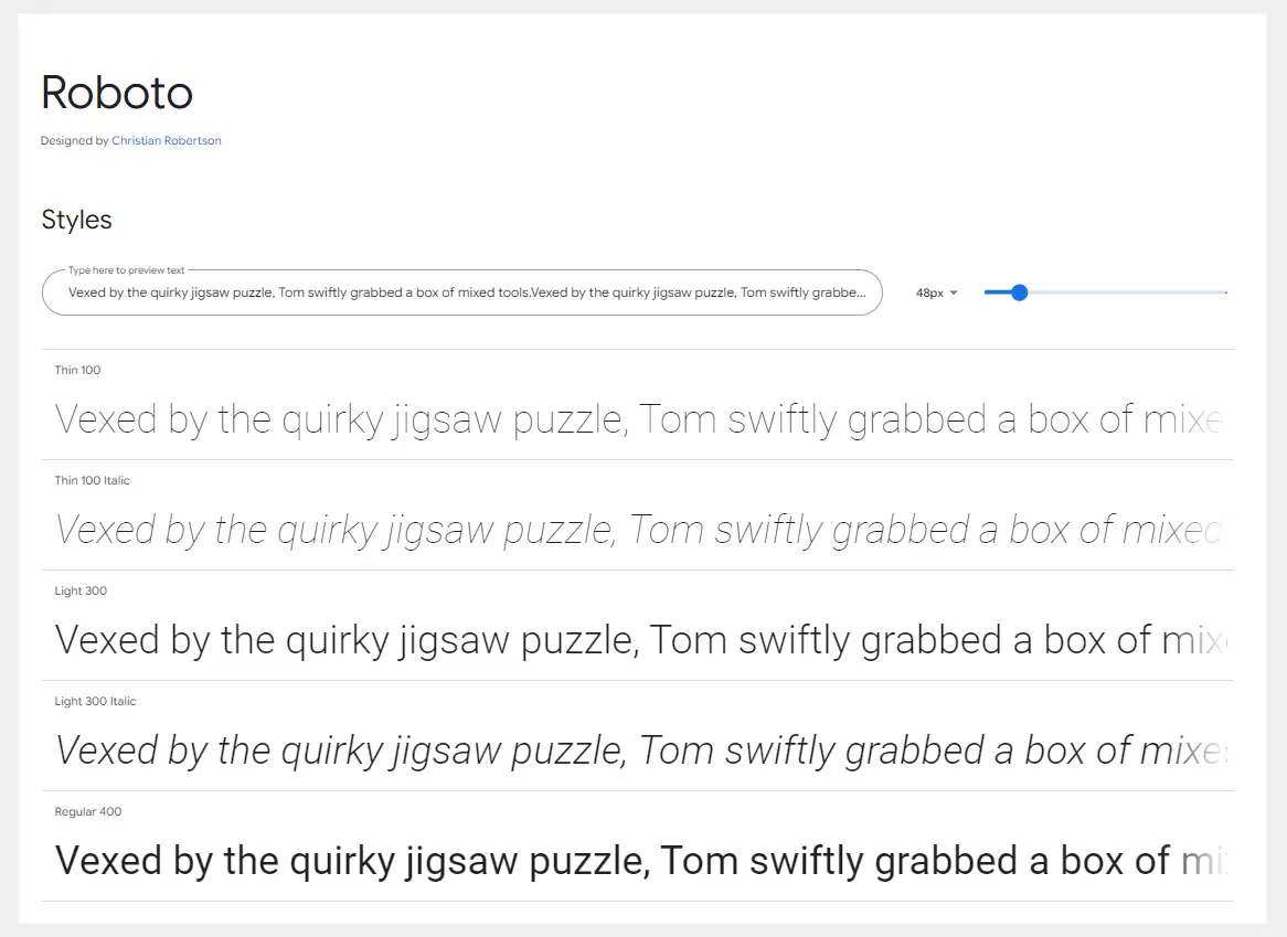 Roboto Font Family